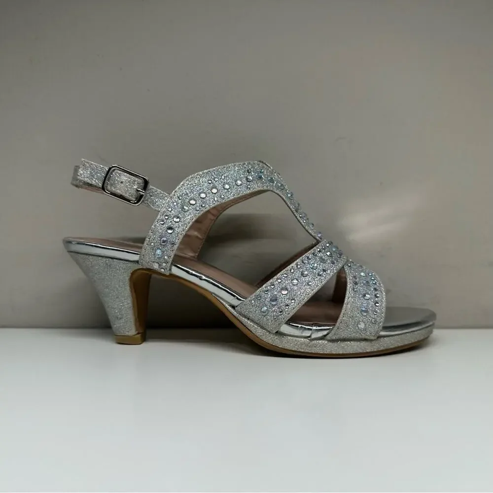 GUC | Link | Metallic Strappy Dress Heels | Silver | Girls Size 3